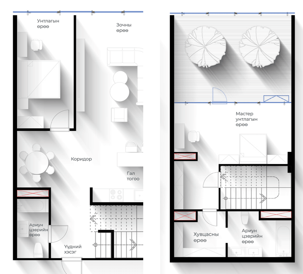 Duplex орон сууцны төлөвлөлт, төслийн танилцуулгаас