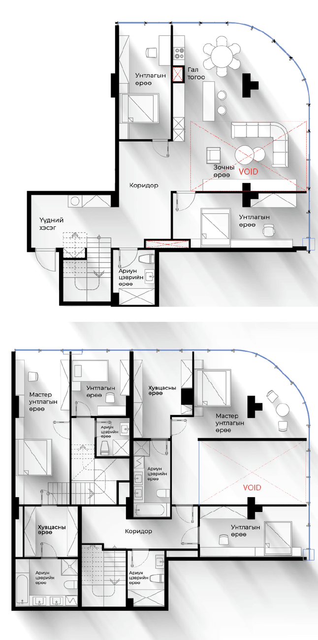 Penthouse орон сууцны төлөвлөлт, төслийн танилцуулгаас